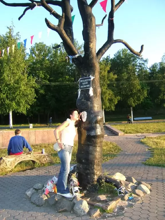 На дереве желаний имеется макет уха, в которое следует произносить своё желание