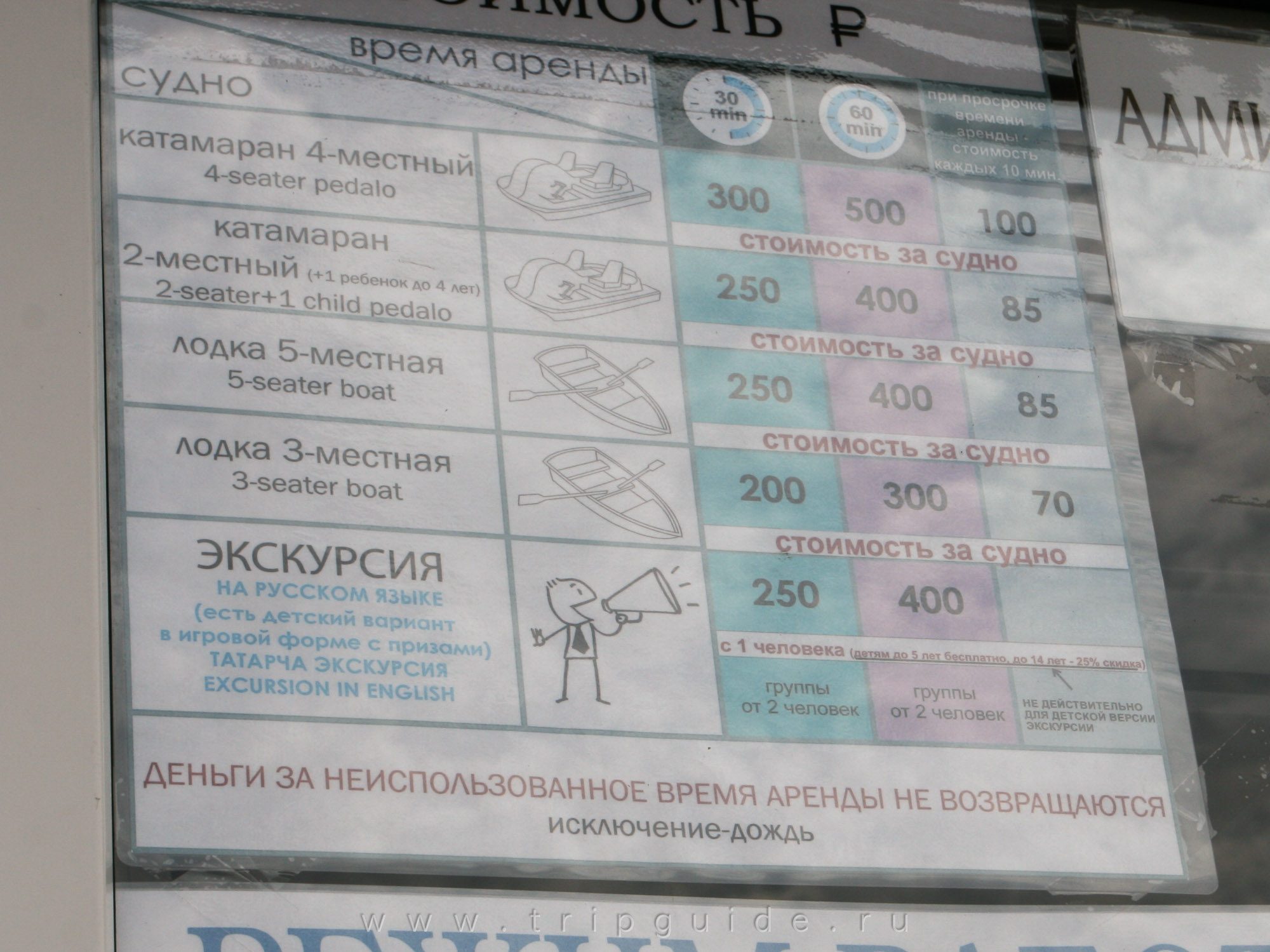 Прокат лодок на озере Кабан — цены
