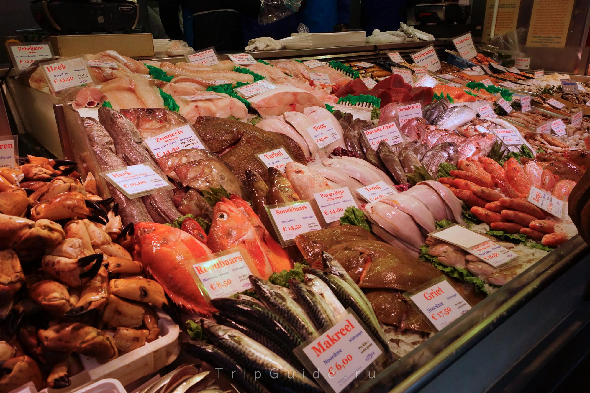 Морепродукты на рынке Альберта Кейпа (Albert Cuypmarkt)