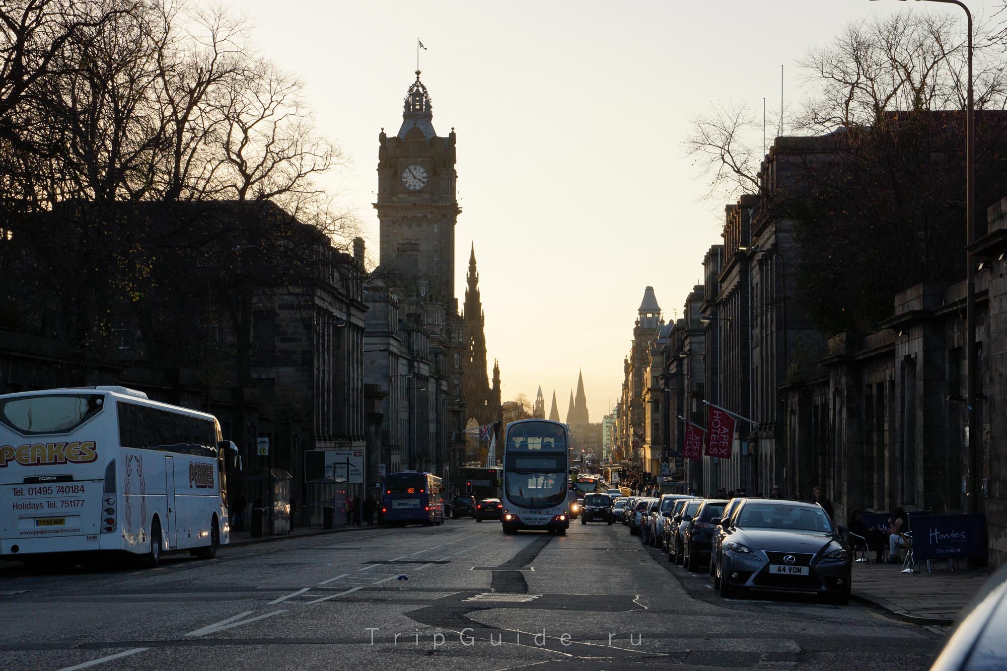 The Balmoral Hotel and Princess street in Edinburgh
